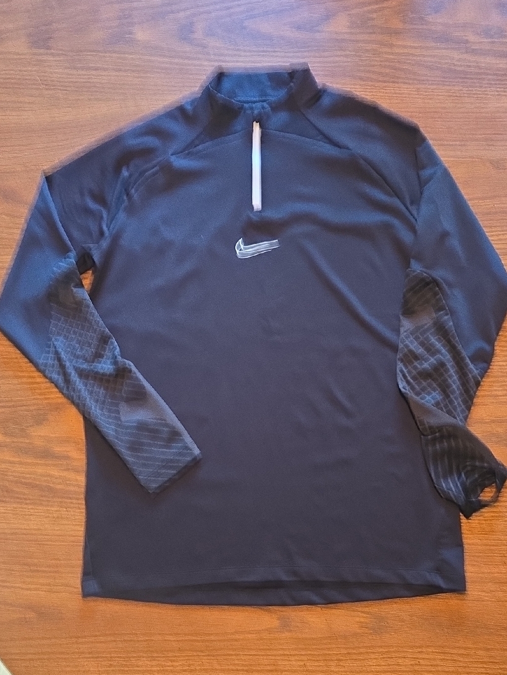 Nike Black Quarter-Zip Training Top with Patterned Sleeves